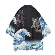Charger l'image dans la galerie, Veste Kimono ´Vague´ Kimono Cardigan Haori mixte Kimonojaponais