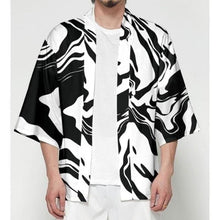 Charger l'image dans la galerie, Veste Kimono Vagues blanches Kimono Cardigan Haori mixte Kimonojaponais