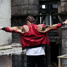 Charger l'image dans la galerie, VESTE SUKAJAN CUIR AILES ANGEL DORÉE NOIR - Kimono Japonais