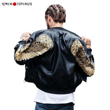 Charger l'image dans la galerie, VESTE SUKAJAN CUIR AILES ANGEL DORÉE NOIR - Kimono Japonais