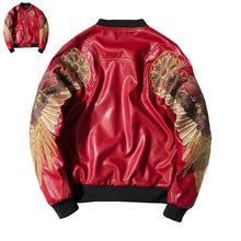 Charger l'image dans la galerie, VESTE SUKAJAN CUIR AILES ANGEL DORÉE NOIR - Kimono Japonais