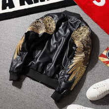 Charger l'image dans la galerie, VESTE SUKAJAN CUIR AILES ANGEL DORÉE NOIR - Kimono Japonais