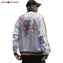 Charger l'image dans la galerie, Veste Sukajan Dragon Homme avec motif dragon brodé et fermeture zippée, inspirée du streetwear japonais. Consultez le guide des tailles avant de commander.