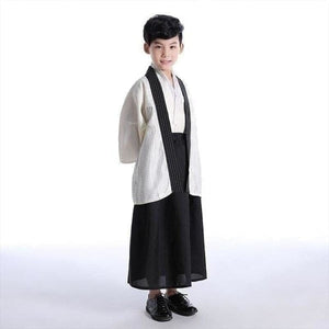 Yukata Japonais Enfant Samouraï Kimono Homme Kimono Japonais Noir et Blanc 6-7 ans 
