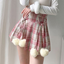 Charger l'image dans la galerie, Jupe Kawaii Tennis À Pompons En Tissu Écossais Robe