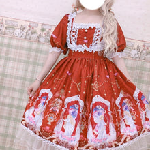 Charger l'image dans la galerie, Kawaii Lolita Soft Sister Sweet Cute Angel Girl Lolita Puff Sleeve Short Dress Everyday Summer Red