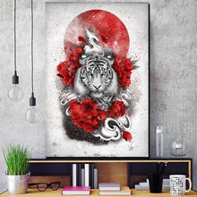 Charger l'image dans la galerie, Tableau Japonais Tigre Et Pivoines Tableaux