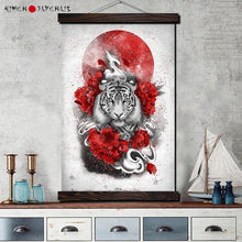 Charger l'image dans la galerie, Tableau Japonais Tigre Et Pivoines Tableaux