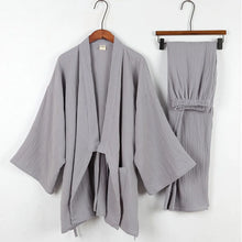 Charger l'image dans la galerie, Kimono Pyjama Homme Japonais – Ensemble Coton Longue Manche | Grandes Tailles
