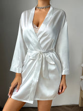Charger l'image dans la galerie, Kimono Satin Lacets Été – Robe de Nuit Sexy Solide | Déshabillé Femme Confort

