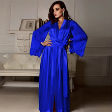 Charger l'image dans la galerie, Kimono Sexy Transparent Longue – Robe Lingerie Dentelle Maille | Nuisette Femme
