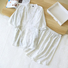 Charger l'image dans la galerie, Jinbei Homme Coton Rayé Jacquard Manches Courtes – Pyjama Japonais Été
