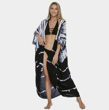 Charger l'image dans la galerie, Beach Cover Ups For Swimwear Women Black Tie Dye Kimono Swimsuit Cape Summer Dress 2022 Beachwear
