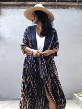 Charger l'image dans la galerie, Beach Cover Ups for Swimwear Women Black Tie Dye Kimono Swimwear Cape Summer Dress 
