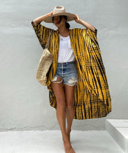Charger l'image dans la galerie, Beach Cover Ups for Swimwear Women Black Tie Dye Kimono Swimwear Cape Summer Dress 
