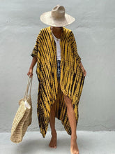 Charger l'image dans la galerie, Beach Cover Ups for Swimwear Women Black Tie Dye Kimono Swimwear Cape Summer Dress 
