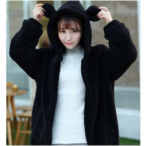 Blouson à capuche Kawaii ours fluffy - Kimono Japonais