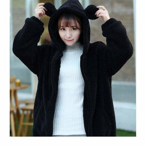 Blouson à capuche Kawaii ours fluffy - Kimono Japonais