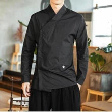 Charger l&#39;image dans la galerie, Chemise Homme Empereur Kimonos Cardigan Street Mixte Kimonojaponais Noir 5XL 
