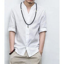 Charger l'image dans la galerie, Chemise Homme en lin à col V ´´Loa´´ Kimonos Cardigan Street Mixte Kimonojaponais 
