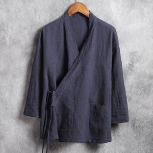 Chemise Homme Takeshi Kimonos Cardigan Street Mixte Kimonojaponais Gris-bleu XL 