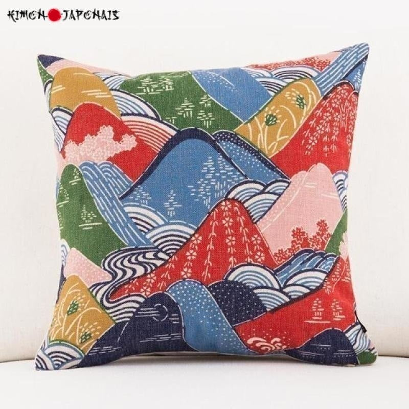 Housse de coussin japonais Collines - Kimono Japonais