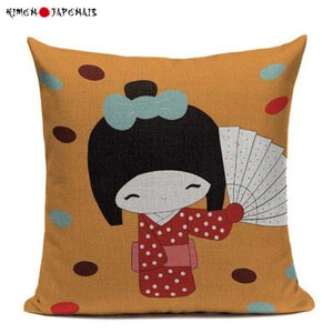Housse de coussin japonais Geisha kawaii - Kimono Japonais