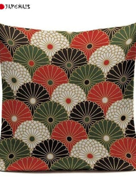 Housse de Coussin Japonaise - Chrysanthèmes