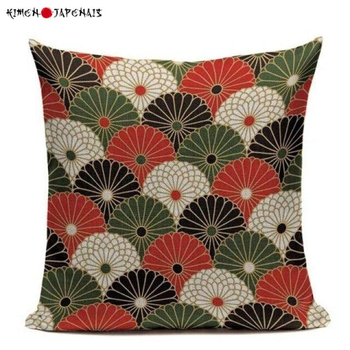 Housse de Coussin Japonaise - Chrysanthèmes - Kimono Japonais