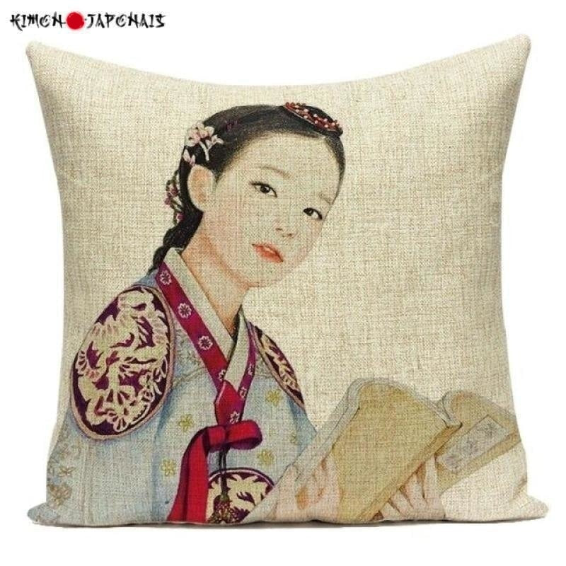 Housse de coussin japonaise Liseuse Japonaise - Kimono Japonais