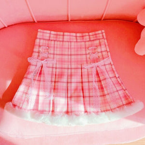 Joinyouth Sweet Women Skirts Korean Fashion Kawaii Jupe Lace Up Plaid Pleated Mini Faldas Mujer Moda