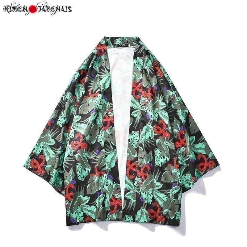 Kimono cardigan ´feuilles du Japon´ 2 - Kimono Japonais