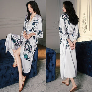 KIMONO FEMME FLEUR BLEUE NIPPONE - Kimono Japonais
