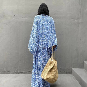 Kimono Femme léopard Bleu - Kimono Japonais