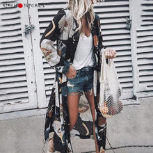 Charger l'image dans la galerie, 2021 Summer Women Chiffon Floral Kimono Beach Cardigan Sheer Cover Up Swimwear Long Sleeve Blouse
