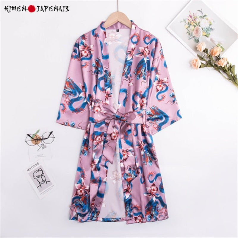 Kimono Femme Rose Dragon - Kimono Japonais