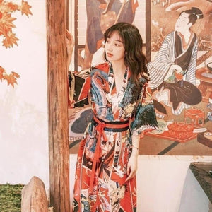 Kimono femme Satin MANGA - Kimono Japonais