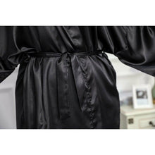 Charger l&#39;image dans la galerie, Kimono Femme Satin Noir Ample - Kimono Japonais
