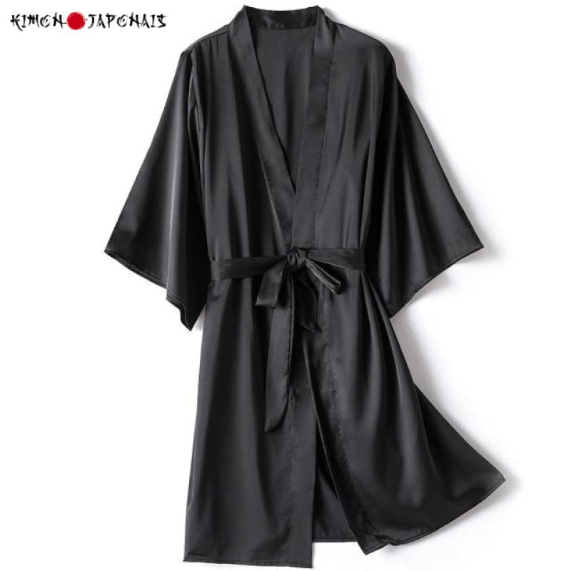 Kimono Femme Satin Noir Drama