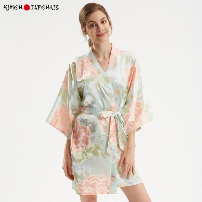 Kimono Femme Satin Printemps d'Asie - Kimono Japonais