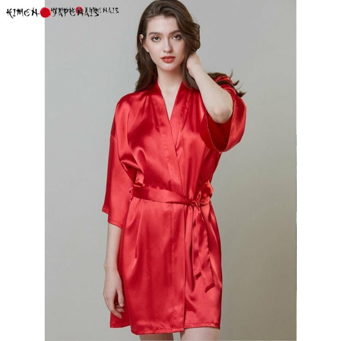 Kimono Femme Satin Red party - Kimono Japonais