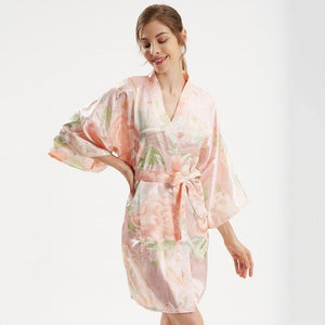 Kimono Femme Satin Rose Secret - Kimono Japonais