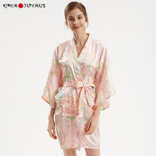 Charger l&#39;image dans la galerie, Kimono Femme Satin Rose Secret - Kimono Japonais
