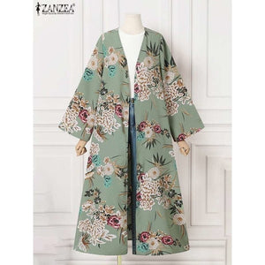 KIMONO FEMME VERT FLORAL ELEGANCE - Kimono Japonais