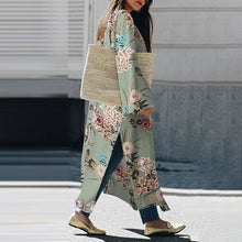 Charger l&#39;image dans la galerie, KIMONO FEMME VERT FLORAL ELEGANCE - Kimono Japonais
