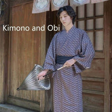 Charger l&#39;image dans la galerie, Kimono Homme Japonais Kanagawa Kimono Homme Kimono Japonais Kimono and Belt Suit M 
