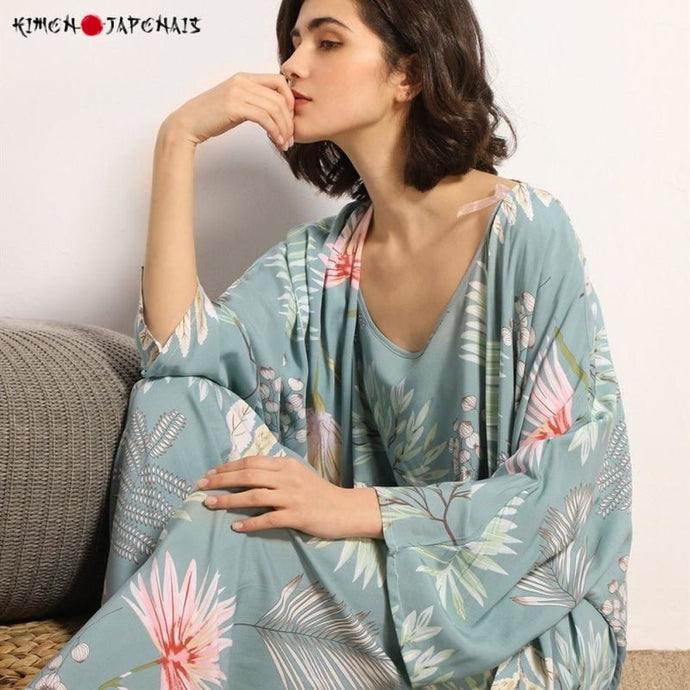 Kimono Pyjama Japonais Tropique - Kimono Japonais