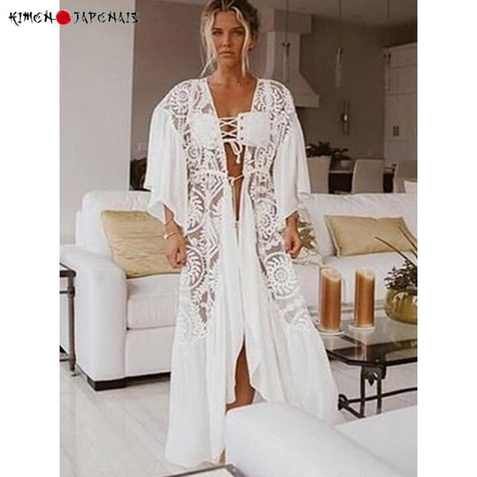 KIMONO ROBE BLANCHE FINES DENTELLES - Kimono Japonais