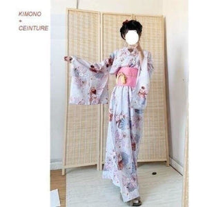 Kimono Traditionnel Tsubasa Kimono Femme Kimonojaponais Bleu + ceinture 