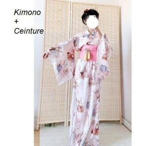 Kimono Traditionnel Tsubasa Kimono Femme Kimonojaponais rose + ceinture 